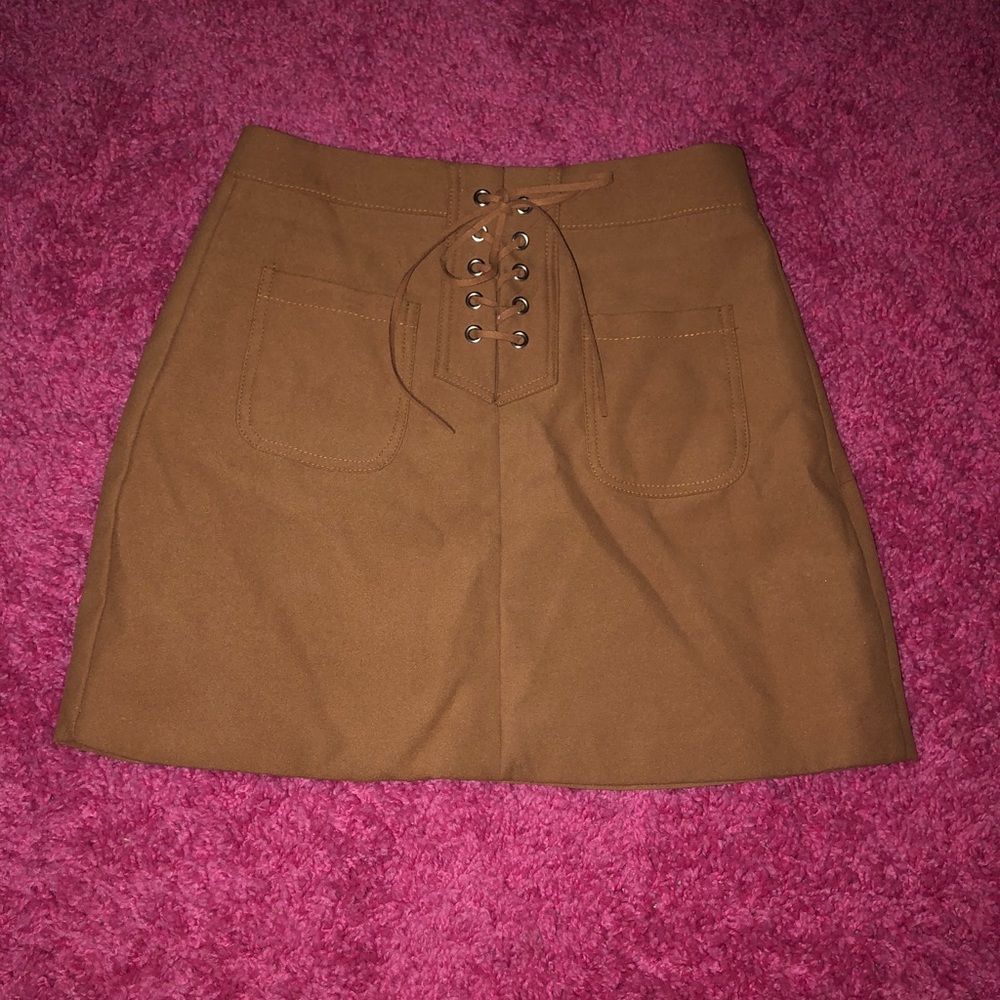 Suede tie skirt